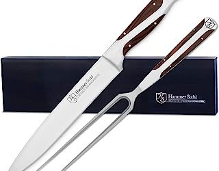 Hammer Stahl Carving Knife And Fork Set | German Forged High Carbon Stainless Steel Carving Set | Professional Carving Knife For Meat Review