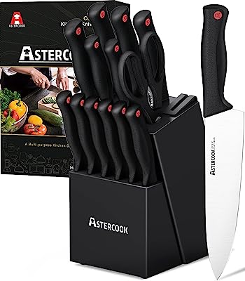 Astercook 14 Piece Knife Set with Built-in Sharpener Block Review